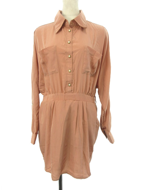 中古 シェルナ Shellna ワンピース ミニ ステンカラー 長袖 ボタンアップ ｍ ピンク Y2i17 レディースの通販はau Pay マーケット ブランド古着のベクトル