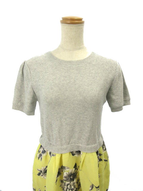 中古 マーキュリーデュオ Mercuryduo ワンピース ひざ丈 ニット 切替 花柄 スリット 半袖 F グレー 黄色 レディースの通販はau Pay マーケット ブランド古着のベクトル