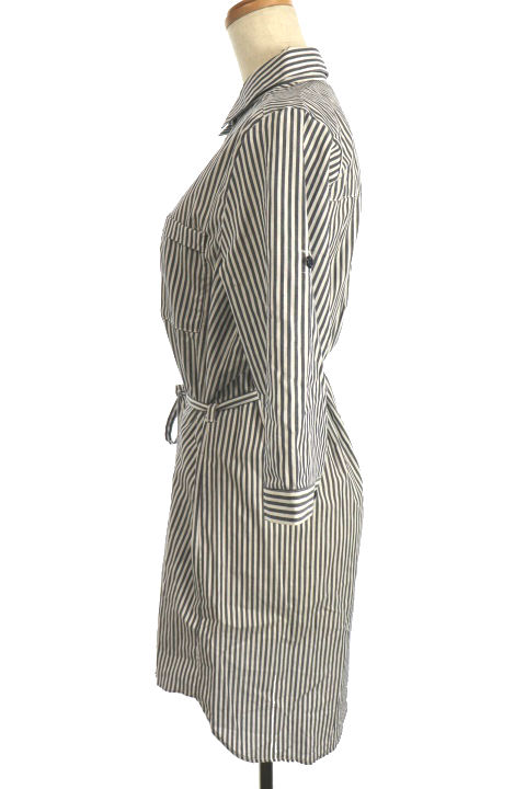 中古 シューラルー Shoo La Rue ワンピース シャツ ひざ丈 七分袖 ストライプ M グレー Tm10 レディースの通販はau Pay マーケット ブランド古着のベクトル