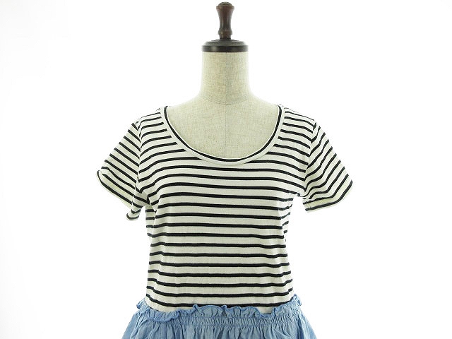 中古 ページボーイ Page Boy ワンピース ひざ丈 半袖 切替 デニム調 ボーダー M 白 ホワイト Ck レディースの通販はau Wowma ブランド古着のベクトル