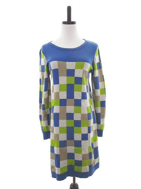 中古 ビームスハート Beams Heart ワンピース ミニ 長袖 ニット 総柄 F 青 ブルー Ck レディースの通販はau Pay マーケット ブランド古着のベクトル