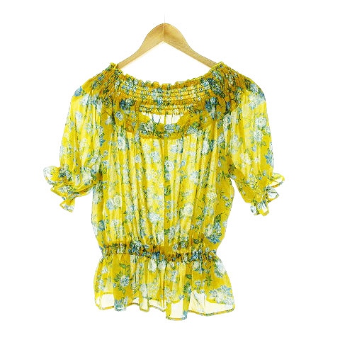 中古 ローリーズファーム Lowrys Farm ブラウス 半袖 オフショルダー 2way シースルー 花柄 M 黄 レディースの通販はau Pay マーケット ブランド古着のベクトル