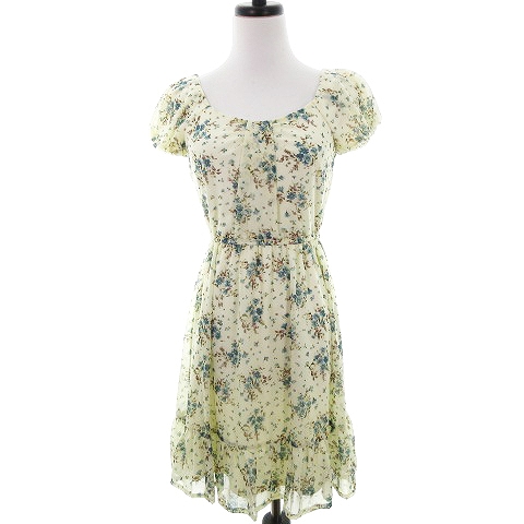 中古 レストローズ L Est Rose ワンピース ミニ 半袖 デコルテ バックファスナー 薄手 花柄 2 黄 レディースの通販はau Pay マーケット ブランド古着のベクトル