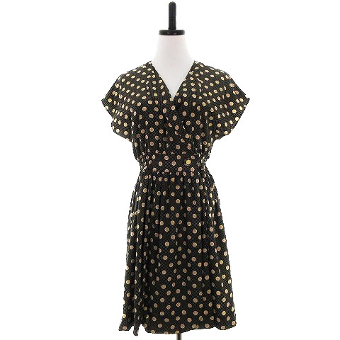 中古 スナイデル Snidel ワンピース ラップワンピース ひざ丈 半袖 カシュクール 水玉 ドット F 黒 レディースの通販はau Pay マーケット ブランド古着のベクトル