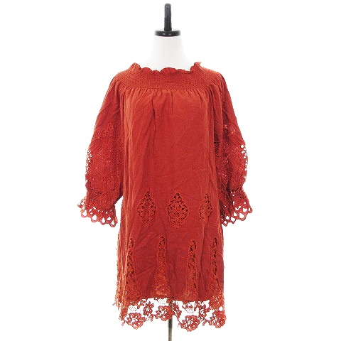 中古 スナイデル Snidel ワンピース ミニ 七分袖 オフショルダー 2way 薄手 麻 刺繍 F テラコッタ 茶 レディースの通販はau Pay マーケット ブランド古着のベクトル