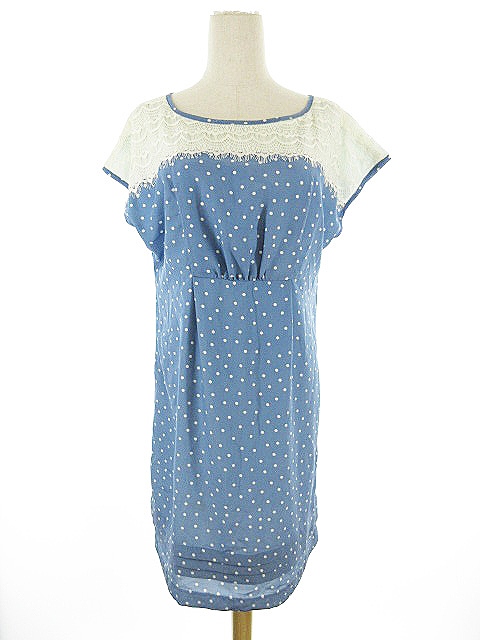 中古 インデックス Index ワンピース 半袖 ひざ丈 ドット レース L 水色 Akk13 レディースの通販はau Pay マーケット ブランド古着のベクトル