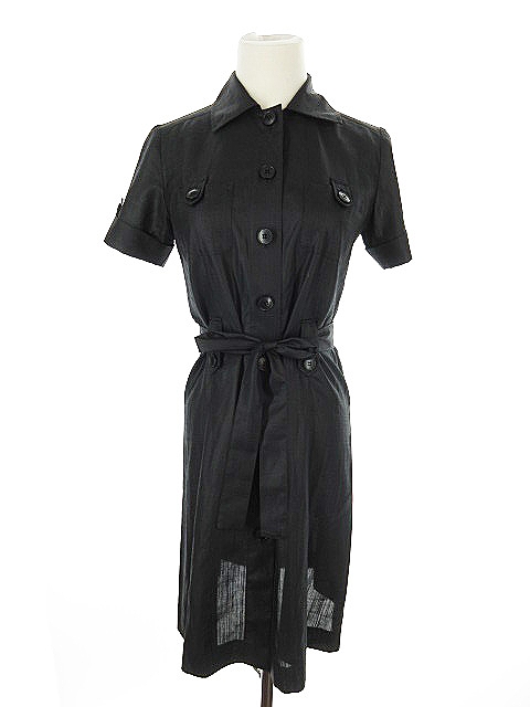 中古 23区 オンワード樫山 ワンピース シャツ ミニ 半袖 ロールアップ 32 黒 ブラック Akk1 レディースの通販はau Pay マーケット ブランド古着のベクトル