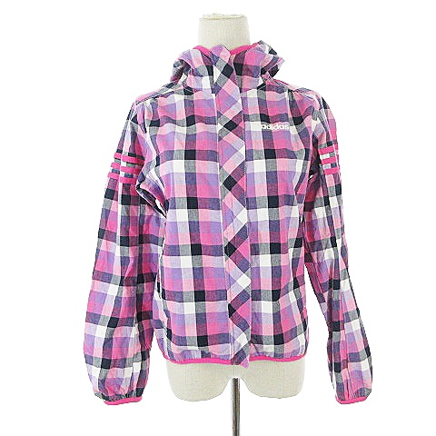 中古 アディダス Adidas ジャケット パーカー 長袖 チェック ロゴ 比翼 ジップ S ピンク m23 レディースの通販はau Pay マーケット ブランド古着のベクトル