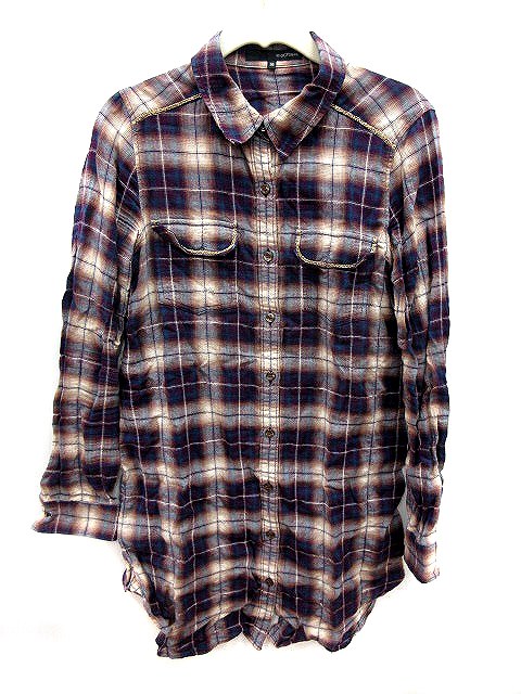 中古 22オクトーブル 22 Octobre ワンピース シャツ ミニ チェック 長袖 38 ベーシュ 紫 パープル 青 ブルー レディースの通販はau Pay マーケット ブランド古着のベクトル