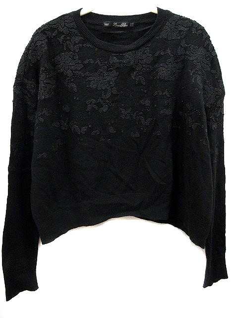 【中古】ララニット Lara Knit ニット セーター 花柄 長袖 M 黒 ブラック /YK｜au PAY マーケット