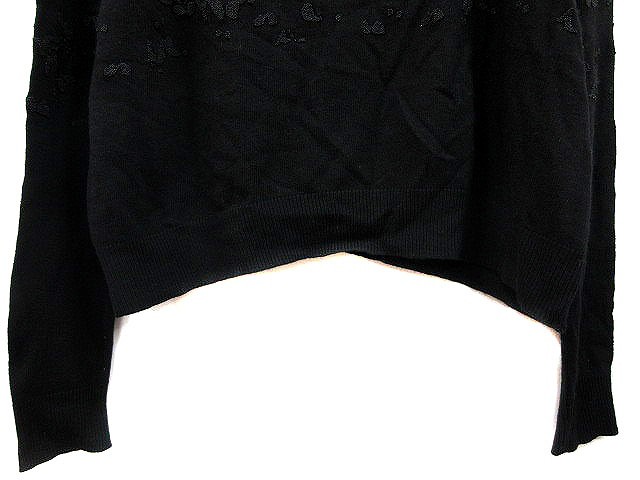 【中古】ララニット Lara Knit ニット セーター 花柄 長袖 M 黒 ブラック /YK｜au PAY マーケット