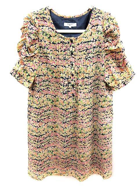 中古 ナチュラルビューティーベーシック ワンピース フレア ひざ丈 半袖 花柄 S オレンジ Yi レディースの通販はau Pay マーケット ブランド古着のベクトル