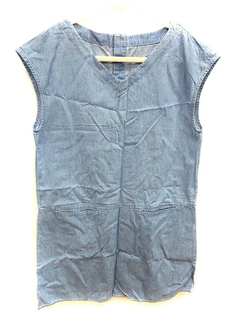 中古 ニーム エ ニーム ワンピース フレア ひざ丈 シャンブレー ノースリーブ Vネック 青 ブルー Yi レディースの通販はau Pay マーケット ブランド古着のベクトル