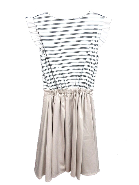 中古 ミーア Miia ワンピース フレア ひざ丈 Vネック ドッキング ボーダー フレンチスリーブ F 白 ホワイト ベージュ Auの通販はau Pay マーケット ブランド古着のベクトル