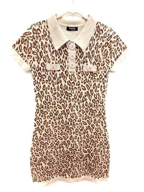 中古 シネカノン ワンピース フレア ひざ丈 半袖 ニット レオパード ヒョウ柄 ベージュ 茶 ブラウン レディースの通販はau Pay マーケット ブランド古着のベクトル