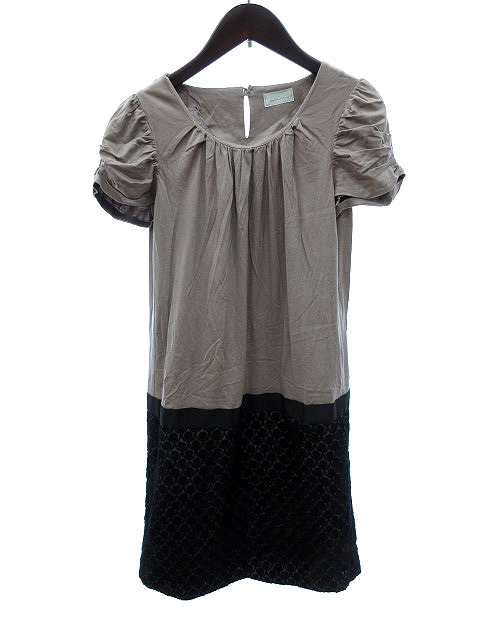 中古 アンレクレ En Recre ワンピース タイト ひざ丈 半袖 切替 レース 刺繍 1 グレー Rt レディースの通販はau Pay マーケット ブランド古着のベクトル