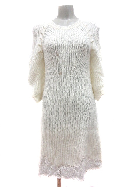 中古 レストローズ L Est Rose ワンピース ニット ひざ丈 七分袖 レース モヘヤ混 2 白 クリーム Mn レディースの通販はau Pay マーケット ブランド古着のベクトル