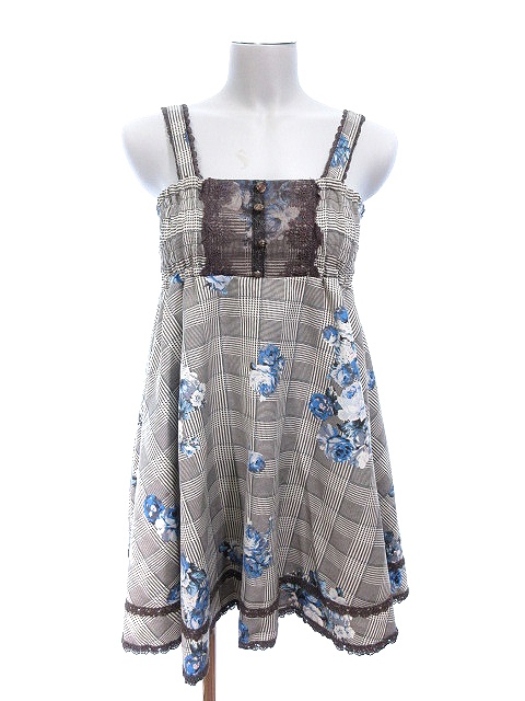 中古 アクシーズファム Axes Femme ワンピース キャミソール フレア ミニ レース 花柄 グレンチェック M 茶の通販はau Pay マーケット ブランド古着のベクトル