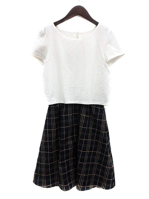 中古 インデックス Index ワンピース ひざ丈 チェック 半袖 ドッキング M 白 ホワイト 紺 ネイビー Mn レディースの通販はau Pay マーケット ブランド古着のベクトル