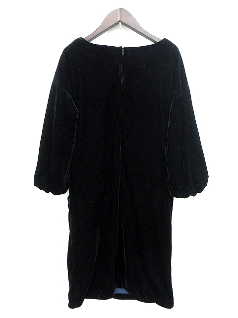 中古 プラステ Plst ワンピース ひざ丈 七分袖 ベロア 2 黒 ブラック Mn レディースの通販はau Pay マーケット ブランド古着のベクトル