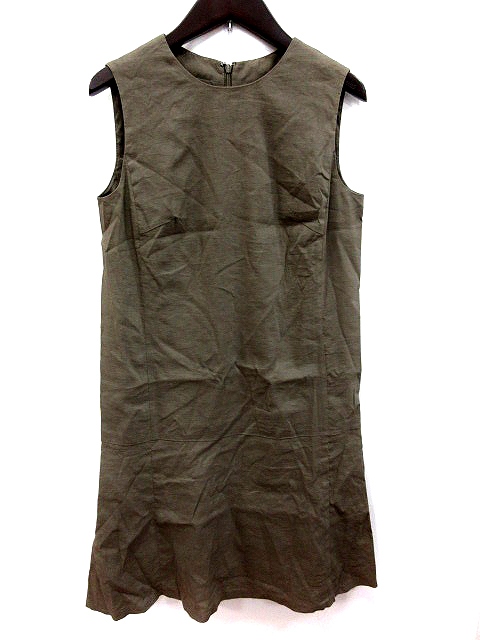 中古 アンタイトル Untitled ワンピース フレア ひざ丈 麻 リネン ノースリーブ 1 カーキ Ms レディースの通販はau Pay マーケット ブランド古着のベクトル