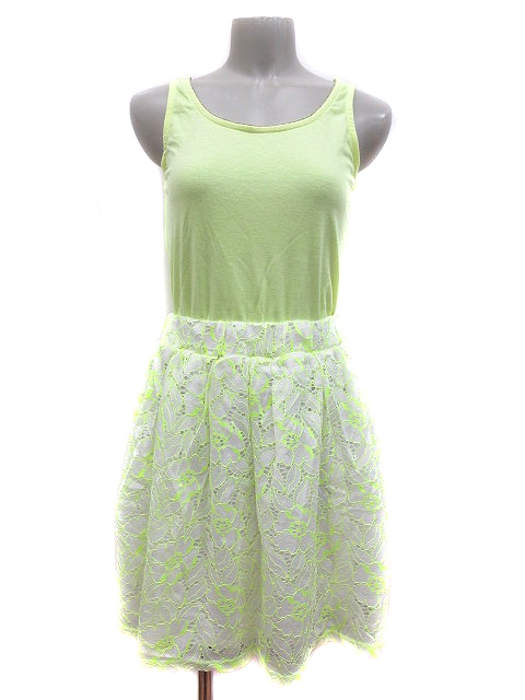 中古 オペークドットクリップ ワンピース ミニ ノースリーブ ドッキング レース M 黄色 蛍光色 レディースの通販はau Pay マーケット ブランド古着のベクトル