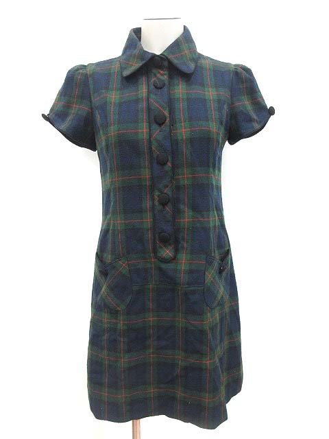 中古 レストローズ L Est Rose ワンピース シャツ ひざ丈 半袖 チェック 2 緑 グリーン Kb レディースの通販はau Pay マーケット ブランド古着のベクトル