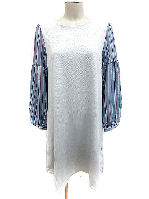 中古 アクシーズファム Axes Femme ワンピース Aライン ひざ丈 長袖 切替 ストライプ M 水色 レディースの通販はau Pay マーケット ブランド古着のベクトル