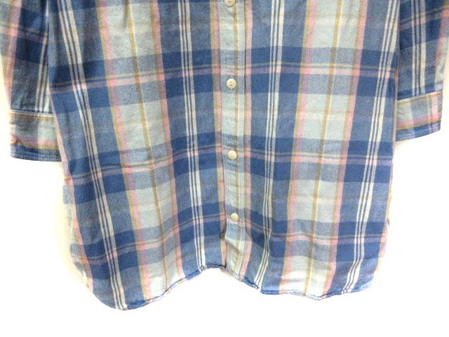 中古 ビームスボーイ Beams Boy シャツワンピース ひざ丈 長袖 チェック エルボーパッチ 青 ブルー Yi レディースの通販はau Pay マーケット ブランド古着のベクトル