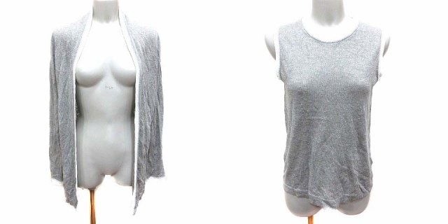 中古 ダーマコレクション Dama Collection アンサンブル カーディガン ニット 麻 リネン ノースリーブ S グレー 白の通販はau Pay マーケット ブランド古着のベクトル