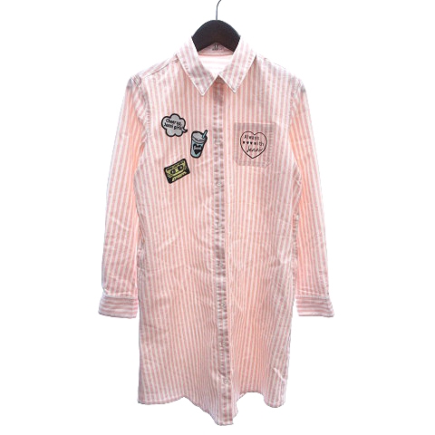 中古 ジェニィラブ Jenni Love シャツワンピース ミニ ワッペン プリント ストレート 長袖 160 ピンク 白 ホワイトの通販はau Pay マーケット ブランド古着のベクトル