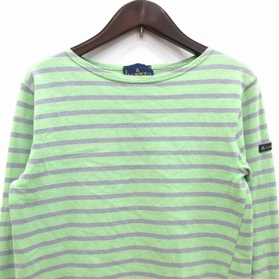 中古 ルミノア Tシャツ カットソー 長袖 バスクシャツ ボートネック ボーダー 2 黄緑 ライトグリーン グレー の通販はau Pay マーケット ブランド古着のベクトル