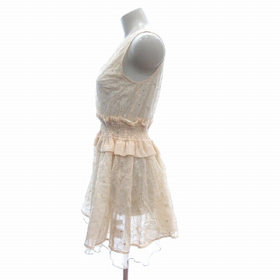 中古 リリーブラウン ワンピース ミニ ノースリーブ カシュクール 総レース 刺繍 F ライトベージュ レディースの通販はau Pay マーケット ブランド古着のベクトル