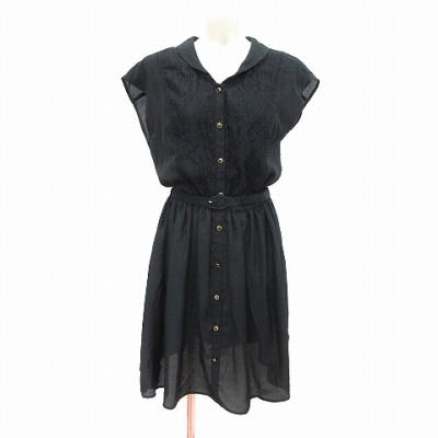 中古 フェルゥ ワンピース ひざ丈 フレンチスリーブ ドット レース ウエストマーク シフォン 2 黒 ブラックの通販はau Pay マーケット ブランド古着のベクトル