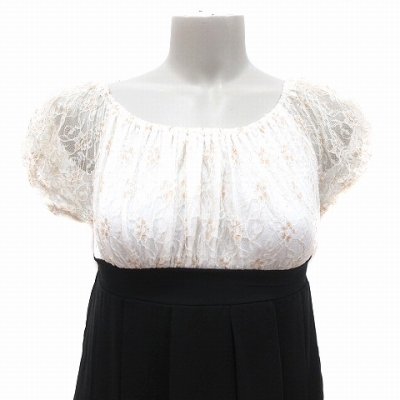 中古 セシルマクビー ワンピース チュニック 半袖 パフスリーブ 切替 レース シフォン M 白 アイボリー 黒 の通販はau Pay マーケット ブランド古着のベクトル