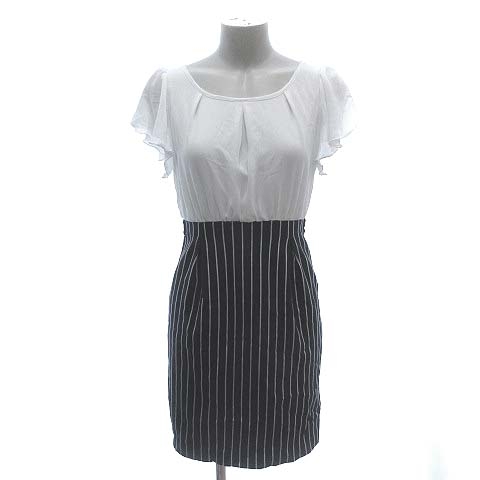 中古 セシルマクビー ドッキングワンピース ひざ丈 半袖 シフォン ストライプ M 白 ホワイト Kb レディースの通販はau Pay マーケット ブランド古着のベクトル