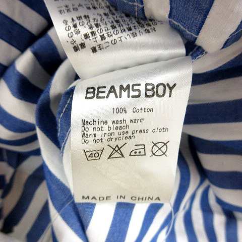 中古 ビームスボーイ Beams Boy シャツワンピース タイト ひざ丈 半袖 ストライプ 青 ブルー 白 レディースの通販はau Pay マーケット ブランド古着のベクトル