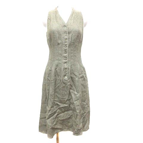 中古 エポカ Epoca シャツワンピース ひざ丈 Vネック ペチコート付き 麻 リネン ノースリーブ 38 緑 カーキ Ykの通販はau Pay マーケット ブランド古着のベクトル