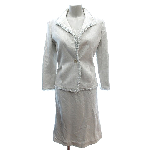 中古 アナイ Anayi スーツ セットアップ ショールカラージャケット 七分袖 ワンピース ひざ丈 ツイード 36 白 水色の通販はau Pay マーケット ブランド古着のベクトル