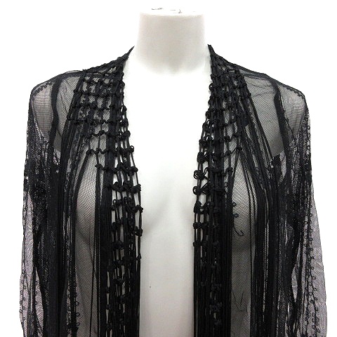 中古 未使用品 エモダ Emoda カーディガン レース 刺繍 フリンジ ロング 長袖 F 黒 ブラック Ms レディースの通販はau Pay マーケット ブランド古着のベクトル