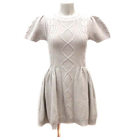 中古 スナイデル Snidel フレアワンピース ニット ひざ丈 ケーブル パフスリーブ アンゴラ混 半袖 F ベージュの通販はau Pay マーケット ブランド古着のベクトル