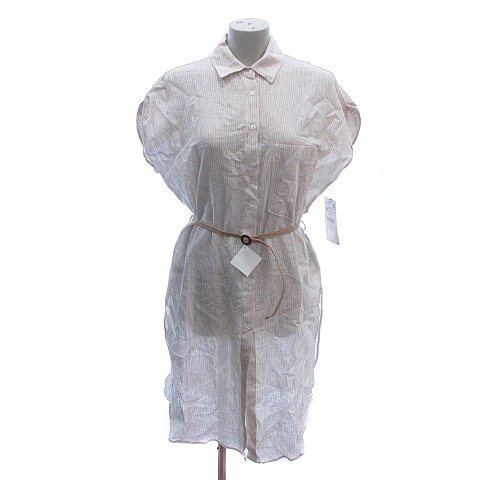 中古 未使用品 ザラ Zara シャツワンピース 半袖 ひざ丈 ストライプ 麻 リネン Xs オレンジ St レディースの通販はau Pay マーケット ブランド古着のベクトル