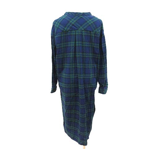 中古 チャオパニック シャツワンピース ロング 長袖 オープンカラー チェック F 紺 ネイビー 緑 グリーンの通販はau Pay マーケット ブランド古着のベクトル