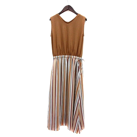 中古 アズールバイマウジー ワンピース マキシ ロング ストライプ ノースリーブ ドッキング M ベージュ レディースの通販はau Pay マーケット ブランド古着のベクトル