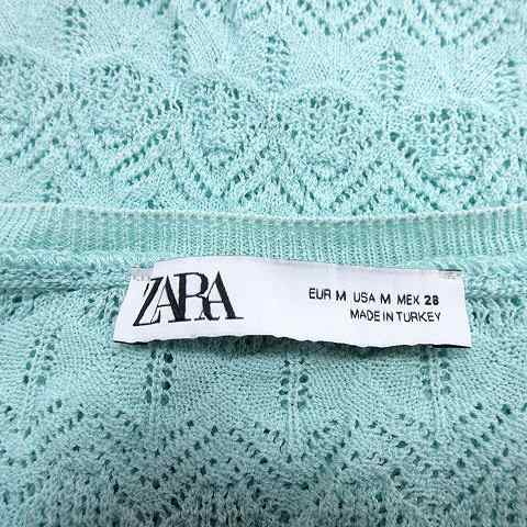 中古】ザラ ZARA ニットセーター ボートネック 鍵編み フリル 半袖 M ...