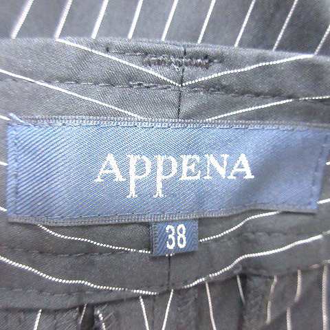 中古】アペーナ APPENA パンツ スラックス ストライプ 38 黒 ブラック