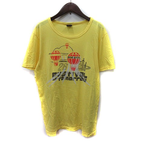 中古】未使用品 ディーゼル DIESEL Tシャツ カットソー 半袖 L 黄色