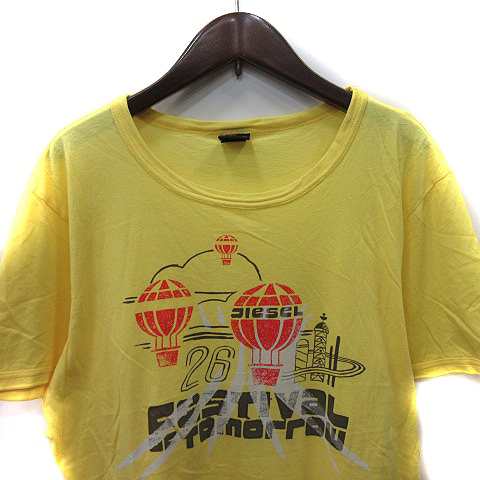 中古】未使用品 ディーゼル DIESEL Tシャツ カットソー 半袖 L 黄色