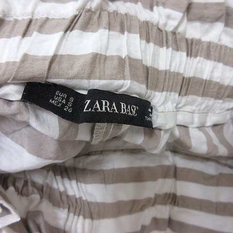 中古】ザラ ベーシック ZARA BASIC テーパードパンツ ストライプ 白 ...