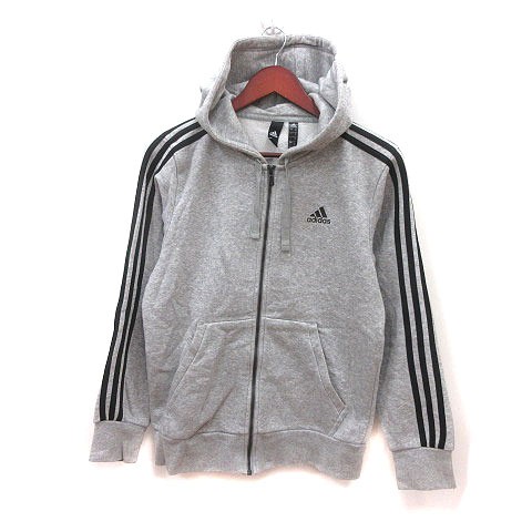 中古】アディダス adidas パーカー ジップアップ ワンポイント ライン